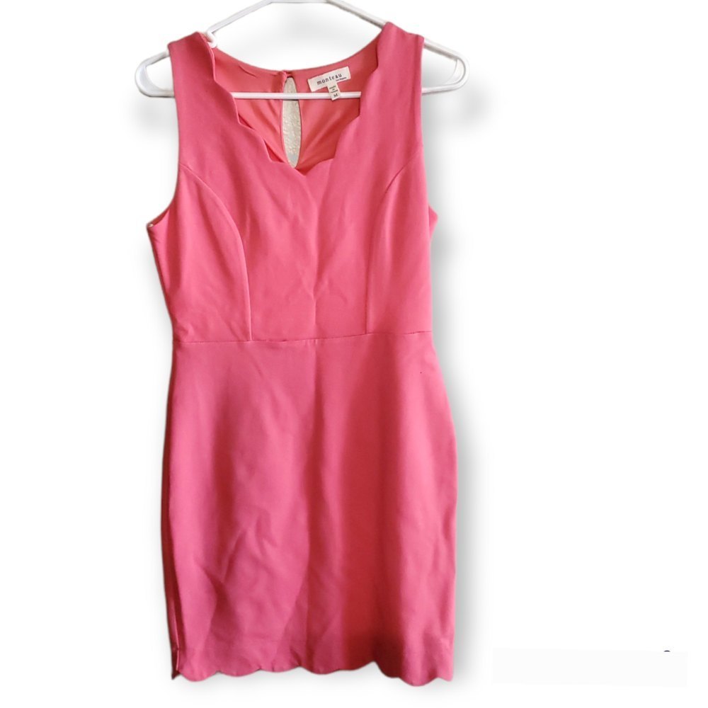 Pink/coral Medium(M) scalloped shift sleeveless monteau los angeles dress - Picture 1 of 7